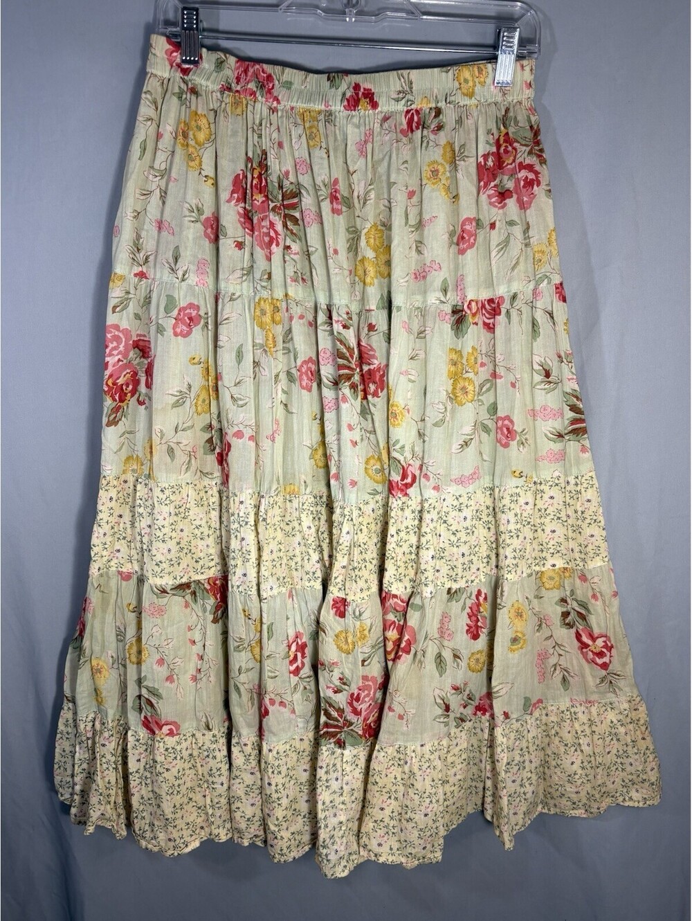 Vintage 90s BFA Classics Floral Patchwork Maxi Skirt M Petite Boho Prairie